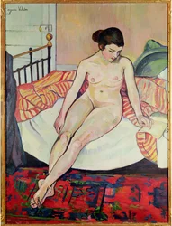 Nudo con coperta a righe, 1922